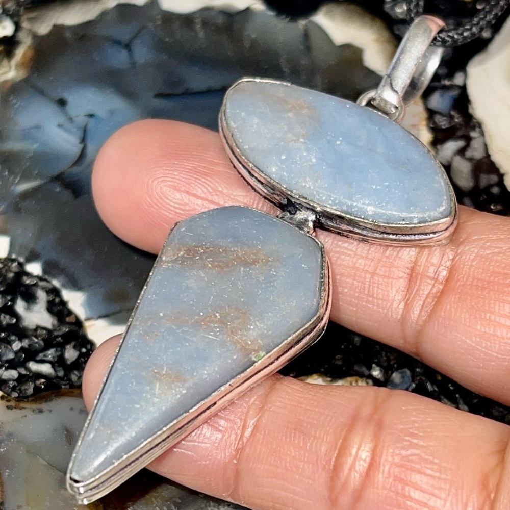 Blue Anhydrite Angelite Pendant 2 7/8”